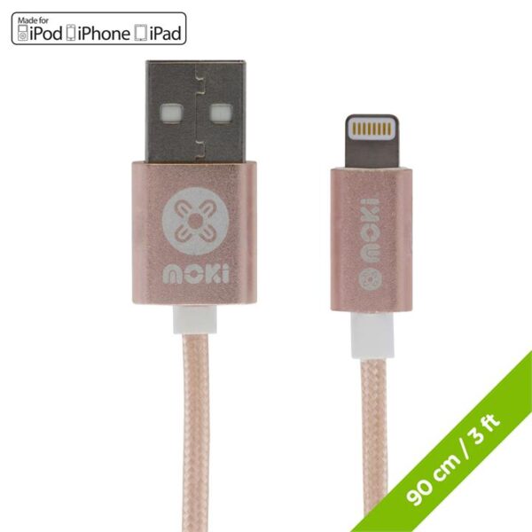 Moki Lightning SynCharge Cable – Rose Gold