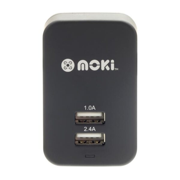 Moki Dual USB Wall Charger Blk