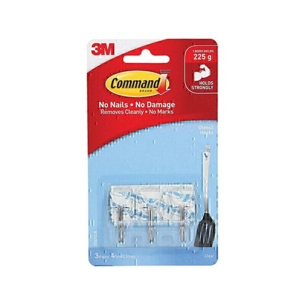 Command 17067CLR Small Clear Utensil Hooks 3-Pack – Box of 6