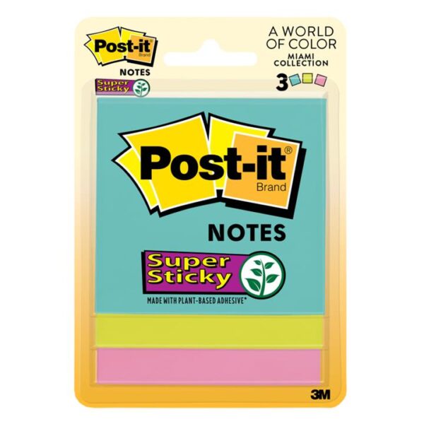 Post-It Super Sticky Notes Miami 76 x 76mm 3-Pack – Box of 6