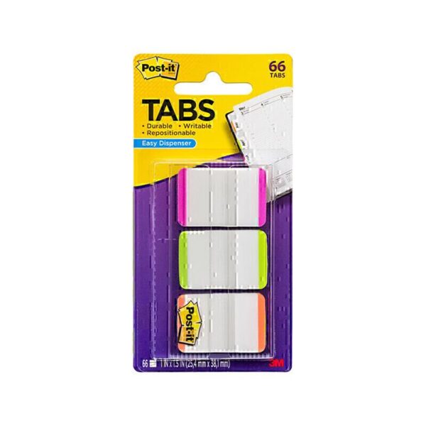 Post-It Tabs Pink Green Orange 25 x 38mm 66-Pack – Box of 6