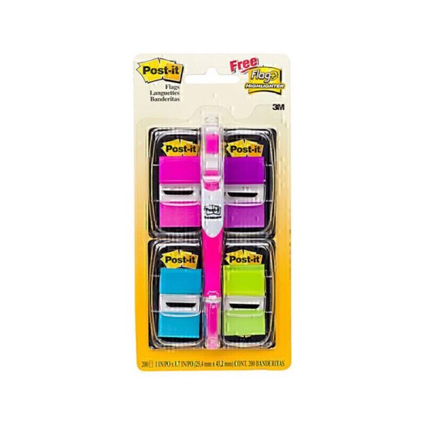 Post-It Flags Bright Colours with Highlighter 25 x 43mm – Value Pack