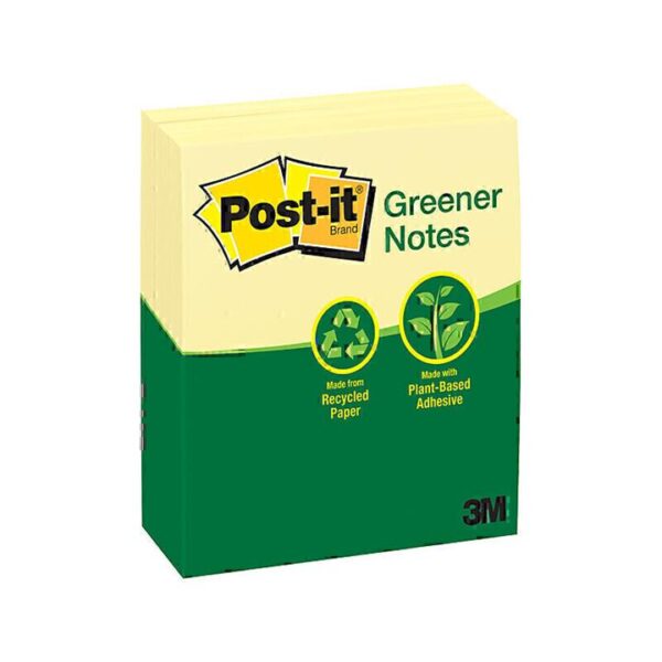 Post-It Greener Notes Canary Yellow 73 x 123mm 12-Pack