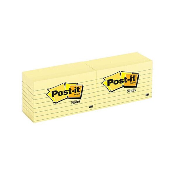 Post-It Lined Notes Canary Yellow 73 x 123mm 12-Pack – Box of 12