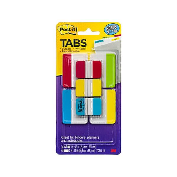 Post-It Tabs Assorted Sizes and Colours 48-Pack – Box of 12