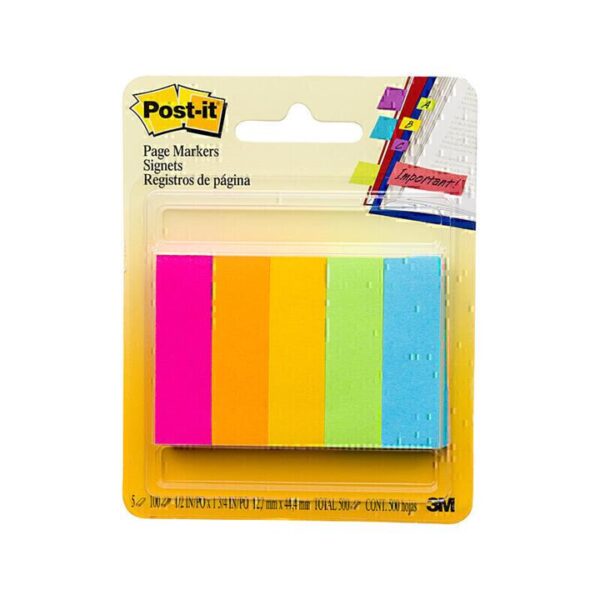 Post-It Page Markers Neon Colours 12 x 44mm 5-Pack – Box of 6