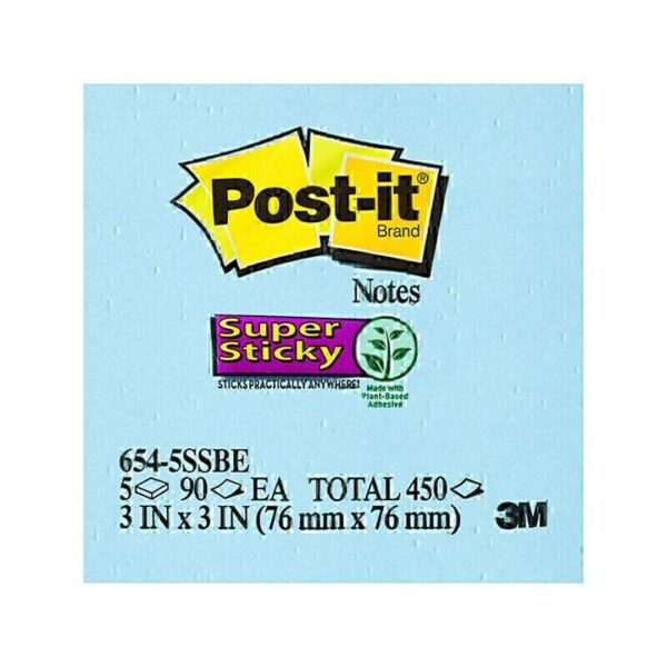 Post-It Super Sticky Notes Blue 76 x 76mm 5-Pack – Box of 4