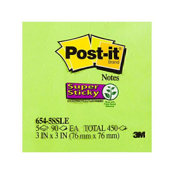 Post-It Super Sticky Notes Limeade 76 x 76mm 5-Pack – Box of 4