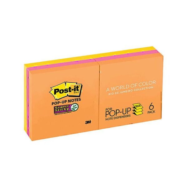 Post-It Super Sticky Pop-up Notes Rio De Janeiro 76 x 76mm 6-Pack