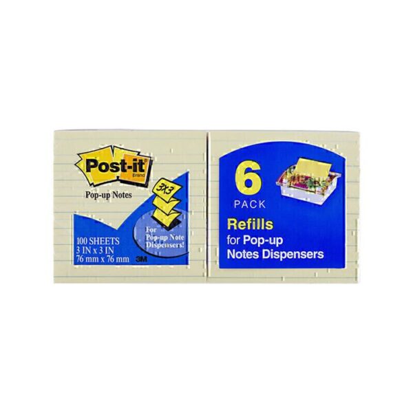 Post-It Lined Pop-up Notes Canary Yellow 76 x 76mm 6-Pack