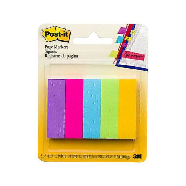 Post-It Page Markers Assorted Colours 13 x 45mm 5-Pack – Box of 6