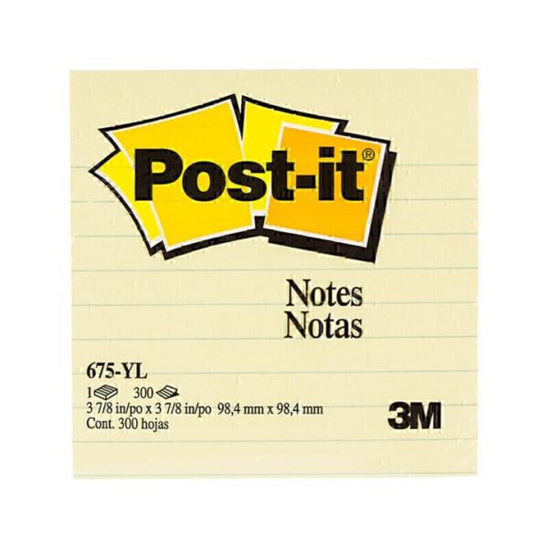 Post-It Lined Notes Canary Yellow 101 x 101mm – Box of 12