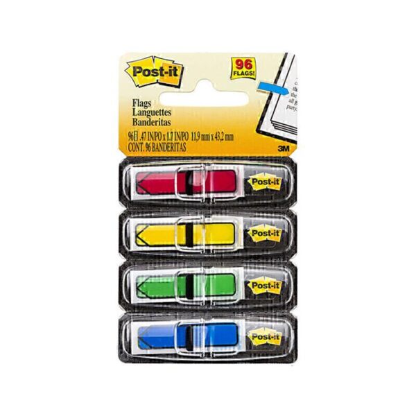 Post-It Arrow Flags Primary Colours 12 x 45mm 4-Pack – Box of 6