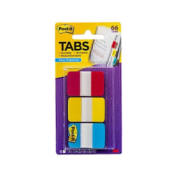 Post-It Index Tabs Red Yellow Blue 25 x 43mm 3-Pack – Box of 6