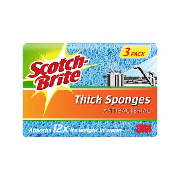 Scotch-Brite Thick Antibacterial Sponge 3-Pack – Box of 8