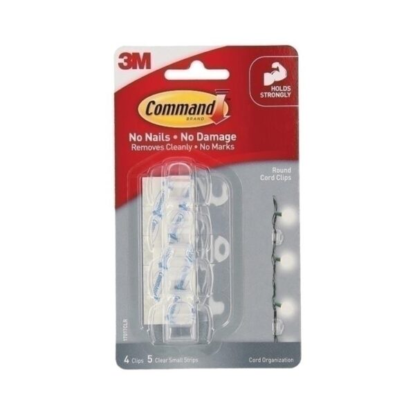 Command 17017CLR Round Cord Clips Clear 4-Pack – Box of 6