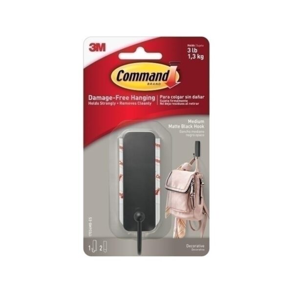 Command 17034MB Medium Metal Hook – Matte Black