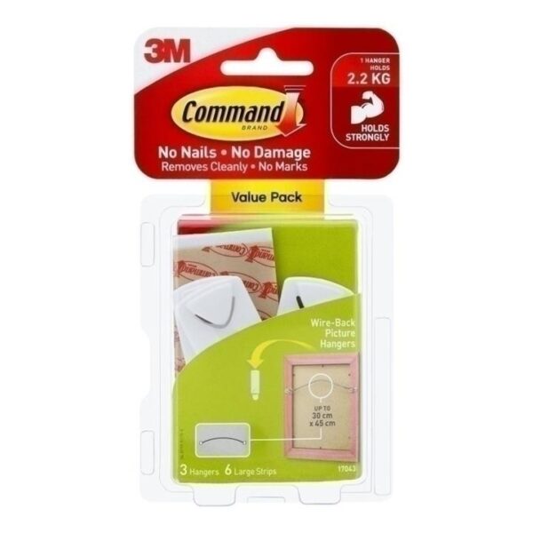 Command 17043 Wire-Back Picture Hanger Value 3-Pack – Box of 4