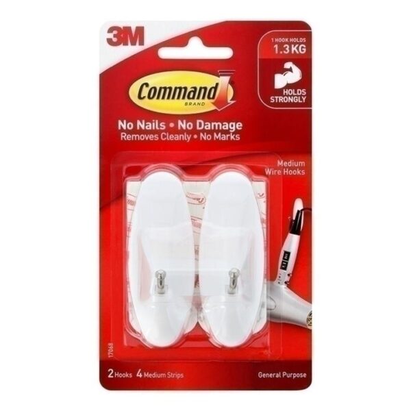 Command 17068 Medium Wire Hooks 2-Pack – Box of 4