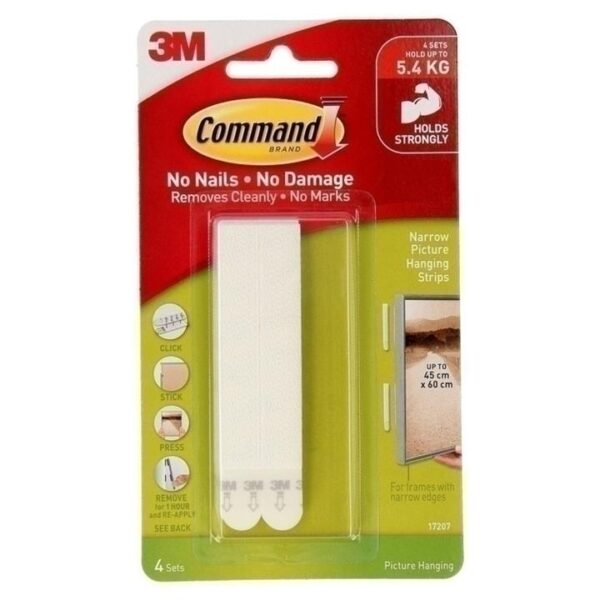 Command 17207 Narrow Picture Hanging Strips 4-Pack – Box of 6