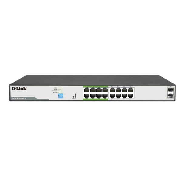 D-Link 18-Port Gigabit PoE Switch with 16 PoE+ Ports and 2 SFP Uplinks