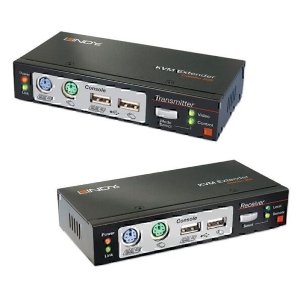 Lindy 300m CAT5/6 KVM Extender Combo – USB-A & VGA