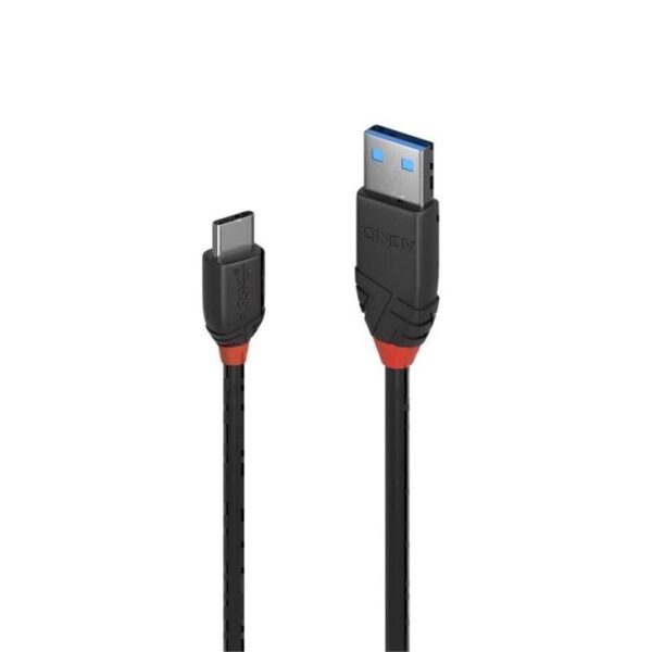 Lindy 0.5m USB-C 3.1 to USB-A Cable 3A – Black Line