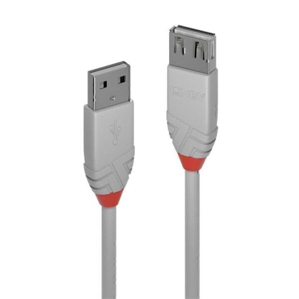 Lindy 2m USB-A 2.0 Extension Cable – Anthra Line Grey