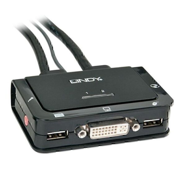 Lindy 2 Port DVI – USB-A 2.0 & Audio KVM Switch Compact