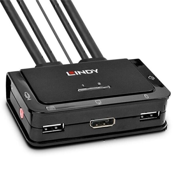 Lindy 2 Port DP 1.2 – USB-A 2.0 & Audio KVM Switch