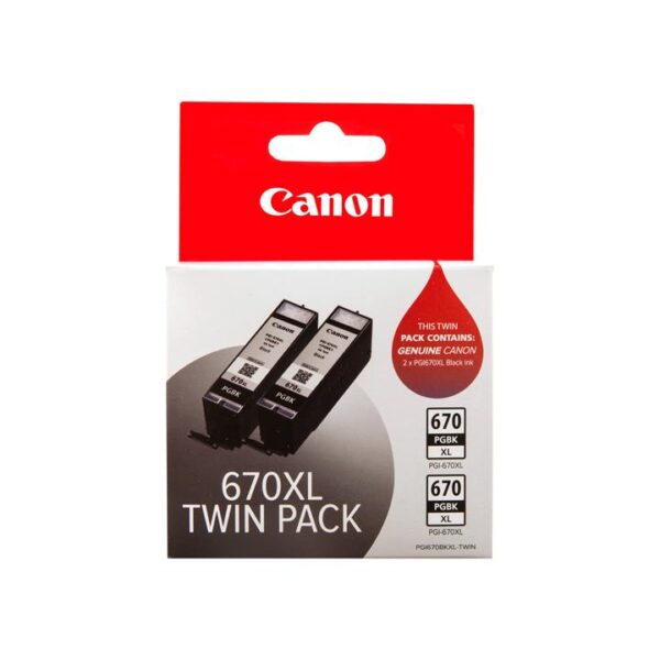 Genuine Canon PGI 670XL Black Twin Pack