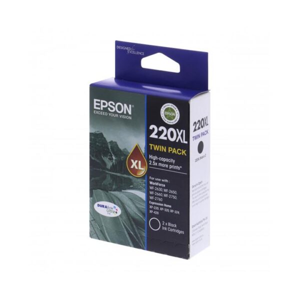 Genuine Epson 220 XL Black Twin Pack