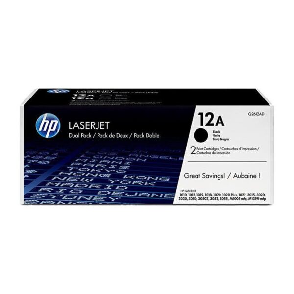 Genuine HP 12A Black Toner x 2