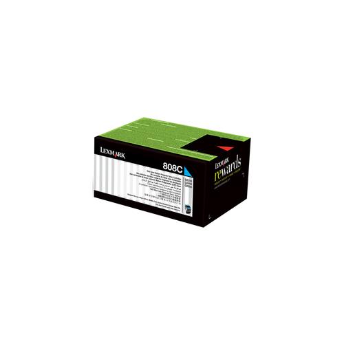 Genuine Lexmark 808C Cyan Toner (1k)