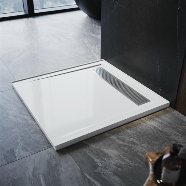 ELEGANT Rectangle Durable SMC Shower Base White