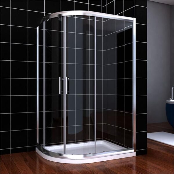 Silver Curved Shower Enclosure Round Sliding Door 800/900/1000mm