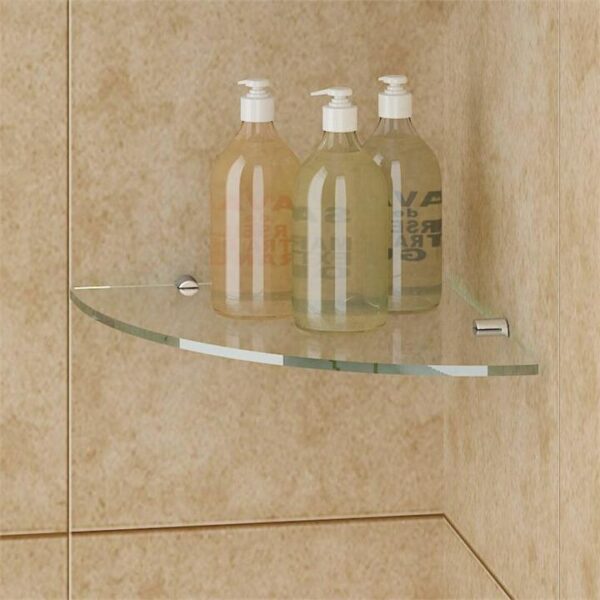 Bathroom Round Corner Glass Shelf 8mm Tempered Toughen Clear Glass