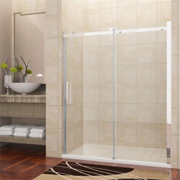 Elegant Showers Frameless Sliding Shower Door Fits Adjustable