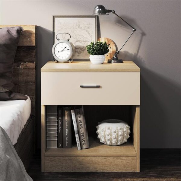 ELEGANT SHOWERS One Drawer Bedside Table Cream &Oak