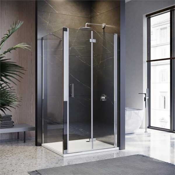 ELEGANT SHOWERS Frameless Bifold Pivot Shower Screen Shower Enclosure 860-1000mm