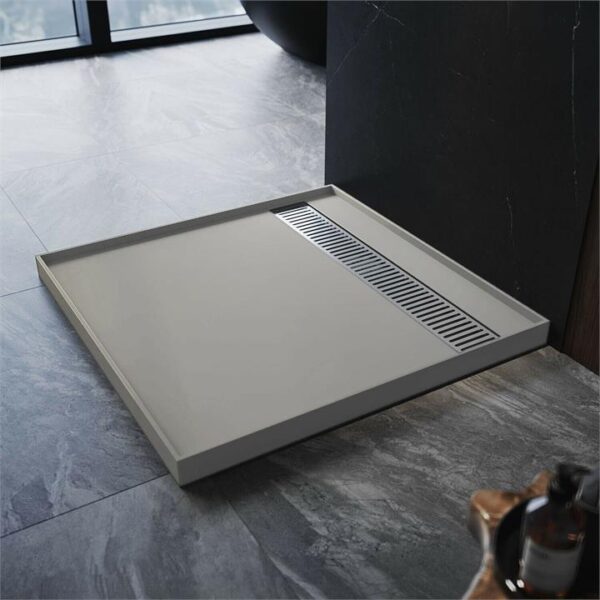 ELEGANT Rectangle Durable SMC Shower Base Gray – Tile over Tray Shower base