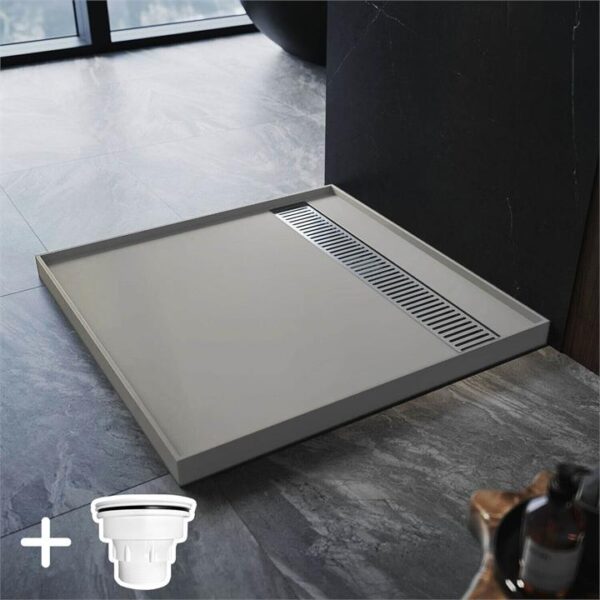 ELEGANT Rectangle Durable SMC Shower Base Gray – Tile over Tray Shower base