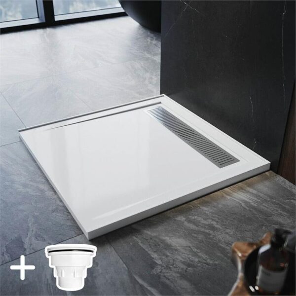 ELEGANT Rectangle Durable SMC Shower Base White