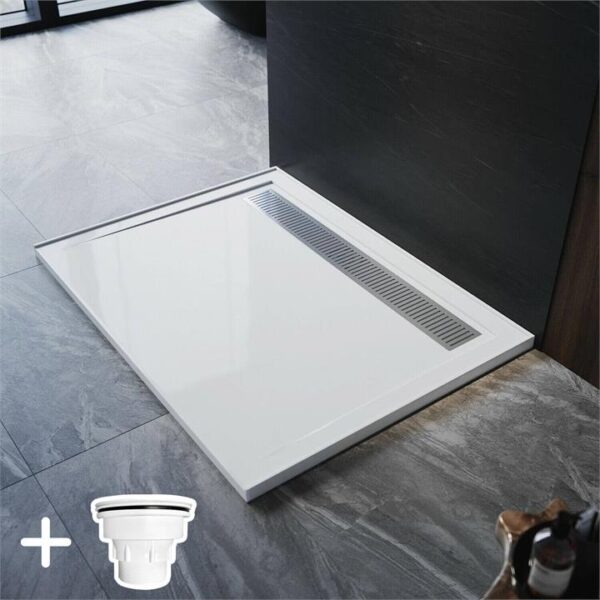 ELEGANT Rectangle Durable SMC Shower Base White