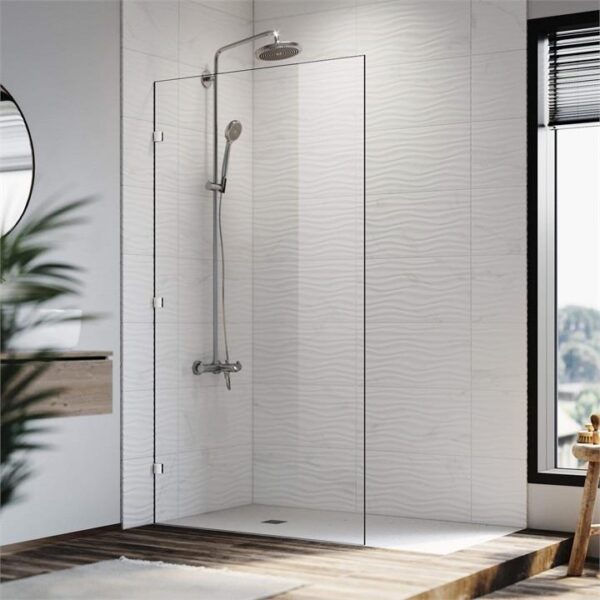 Elegant Showers Walk In Shower Frameless Screen Chrome Hardware Fixed Panel 10mm Toughened Glass