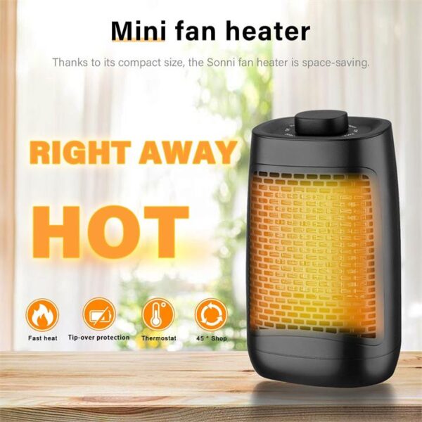 Mini Electric Fan Heater Home Radiator Thermostability PTC Ceramic 4.5-1200W