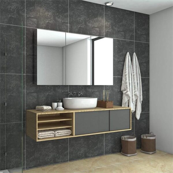 Bathroom Mirror Cabinet Wall Hung Shaving Storage Cupboard 1200x130x710mm