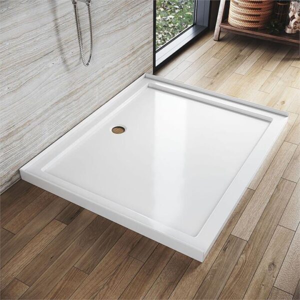 Rectangular Durable Solid Acrylic Fiberglass Shower Base White