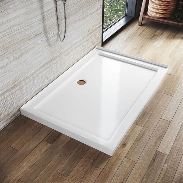 Rectangular Durable Solid Acrylic Fiberglass Shower Base White