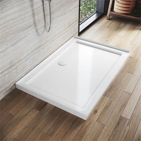 Rectangular Durable Solid Acrylic Fiberglass Shower Base White